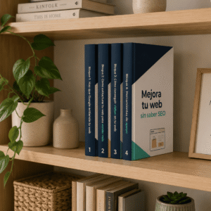 Guía Mejora tu web en una estantería con otros libros.